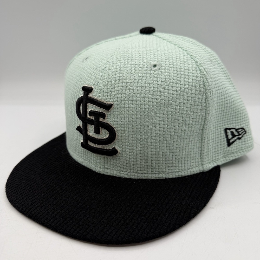 New Era 59Fifty St Louis Cardinals Hat‎ Cap 7 1/2 Mint Black Thermal Knit Fitted